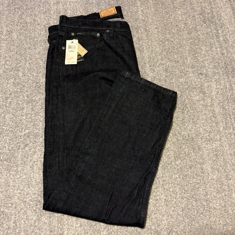 Polo Ralph Lauren The Prospect Straight Fit Stretch Mens Dark Jeans 42Bx32 NWT